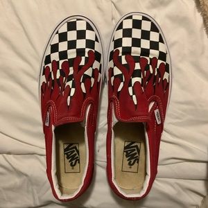 Vans checkered with flames